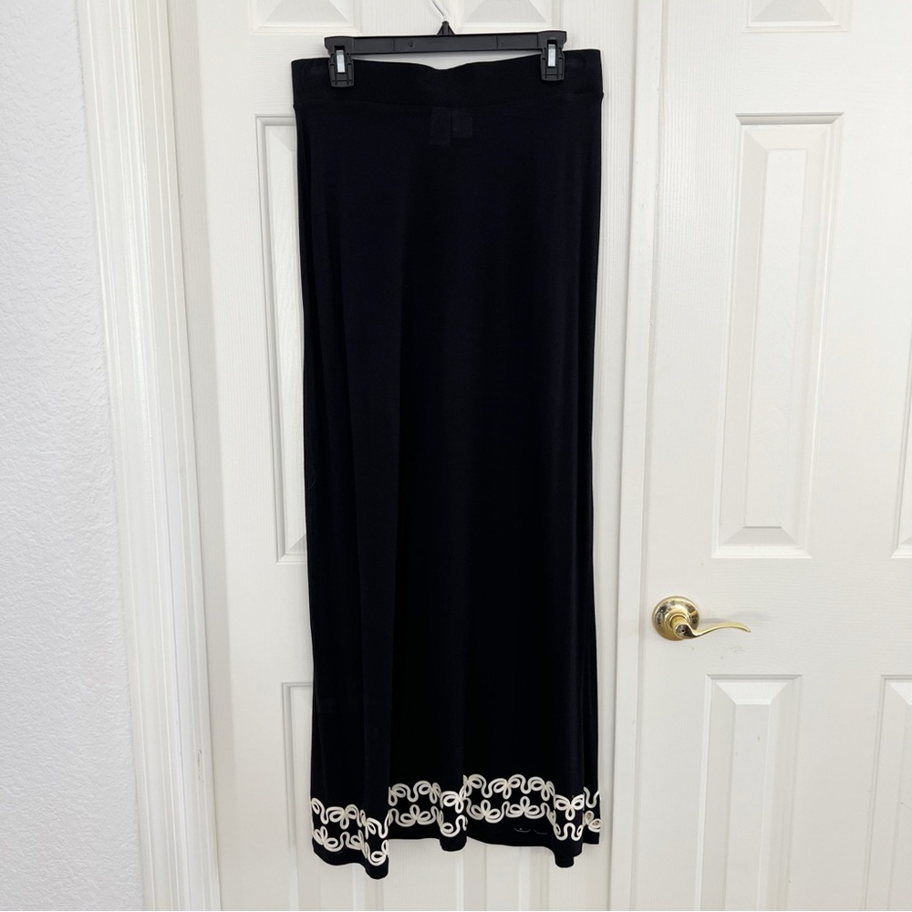 INC Beach Elegant Black Embroidered Embellished Maxi Skirt Large - Picture 8 of 8